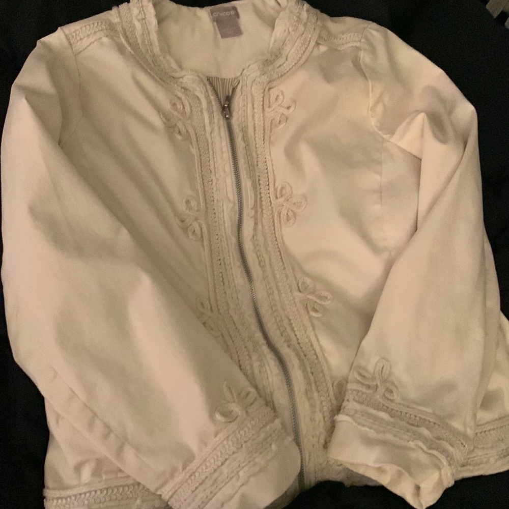 Chicos cream jacket with brocade embroidery